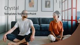  Presentation with yoga - Presentation design having young-white-couple-practicing-yoga background and a  colored foreground