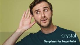  Presentation with hear - PPT theme featuring young-white-man-in-casual background and a tawny brown colored foreground