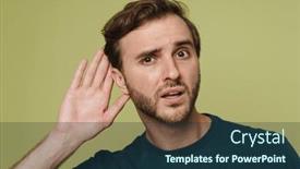  Presentation with hear - Slide set enhanced with young-white-man-in-casual background and a tawny brown colored foreground