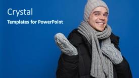  Presentation with winter blue - Slide set enhanced with young-white-man-wearing-winter background and a ocean colored foreground