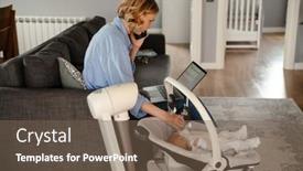  Presentation with mother baby - Slides having young-white-mother-using-gadgets background and a violet colored foreground