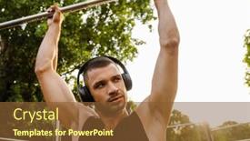  Presentation with sports bar - Slide set consisting of young-white-muscular-man background and a  colored foreground