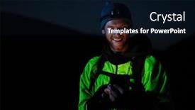  Presentation with tourist - PPT theme having young-white-smiling-man-tourist background and a wine colored foreground