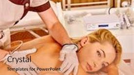  Presentation with beauty salon - Amazing presentation theme having young-white-woman-receiving-electric backdrop and a coral colored foreground