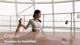  Presentation with laptop - Theme with young-white-woman-using-laptop background and a coral colored foreground