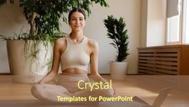  Presentation with laptop - PPT theme consisting of young-white-woman-using-laptop background and a coral colored foreground