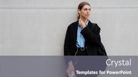  Presentation with white - Presentation theme with young-white-woman-wearing-earphones background and a  colored foreground