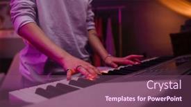  Presentation with home - Presentation theme with young-white-woman-wearing-longsleeve background and a violet colored foreground