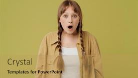  Presentation with white and black woman climbing ladders - Slide deck with young-white-woman-with-pigtails background and a yellow colored foreground