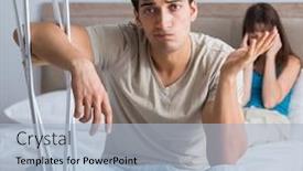  Presentation with supporting - PPT layouts with young wife supporting husband on crutch after injury background and a light blue colored foreground