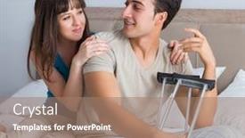  Presentation with supporting - Amazing theme having young-wife-supporting-husband backdrop and a coral colored foreground