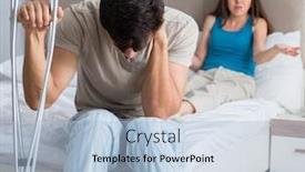  Presentation with supporting - Audience pleasing slide deck consisting of young-wife-supporting-husband backdrop and a light blue colored foreground