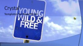  Presentation with philosophy - Beautiful PPT theme featuring young wild free sign backdrop and a light blue colored foreground