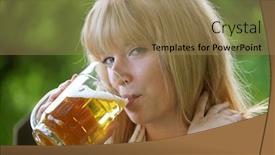  Presentation with beer garden - Cool new PPT theme with young-wiman-with-beer backdrop and a coral colored foreground