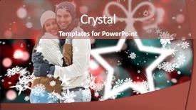  Presentation with winter - Audience pleasing theme consisting of young winter couple against blurred christmas background backdrop and a red colored foreground