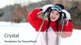  Presentation with pathways in winter - Presentation theme enhanced with young winter woman in winter background and a white colored foreground