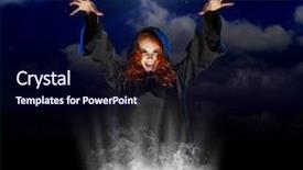  Presentation with night sky - Colorful theme enhanced with goth vampire - young witch with cauldron backdrop and a navy blue colored foreground