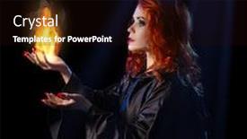  Presentation with blue flame - Beautiful slide set featuring goth vampire - young witch with flame backdrop and a wine colored foreground