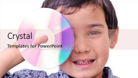  Presentation with eye - PPT layouts enhanced with young with cd dvd covered background and a coral colored foreground
