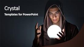  Presentation with crystal ball - PPT layouts enhanced with young wizard with crystal ball background and a black colored foreground