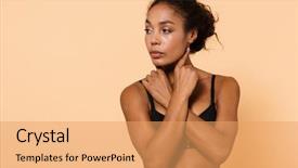  Presentation with arabian woman wearing hijab muslim - Slides featuring young woman 20s wearing black background and a  colored foreground