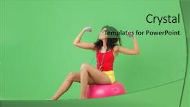  Presentation with aerobics - Colorful slides enhanced with young woman 20s wearing summer backdrop and a seafoam green colored foreground