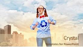  Presentation with hero woman - Colorful PPT layouts enhanced with young woman acting like super backdrop and a  colored foreground