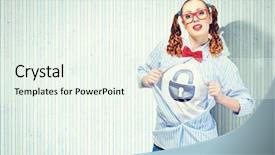  Presentation with hero woman - Amazing theme having girl stands among the green forest and holding fern backdrop and a tawny brown colored foreground