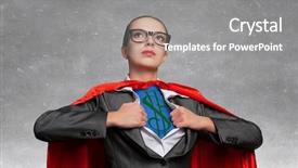  Presentation with hero woman - Audience pleasing theme consisting of young woman acting like super backdrop and a  colored foreground