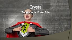  Presentation with hero woman - Presentation design with young woman acting like super background and a gray colored foreground