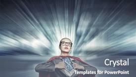  Presentation with hero woman - Theme enhanced with young woman acting like super background and a gray colored foreground