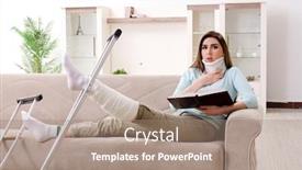  Presentation with car accident - Amazing PPT layouts having young woman after car accident suffering at home backdrop and a coral colored foreground