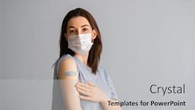  Presentation with vaccination - Audience pleasing slide deck consisting of young-woman-after-vaccination-virus backdrop and a light gray colored foreground