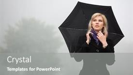  Presentation with foggy - Beautiful theme featuring young woman against a morning foggy landscape backdrop and a gray colored foreground