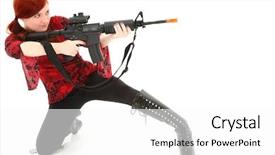  Presentation with pellet - PPT layouts enhanced with young woman aiming pellet air background and a white colored foreground