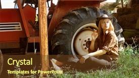  Presentation with united tractor - Beautiful presentation theme featuring young woman and a tractor backdrop and a  colored foreground