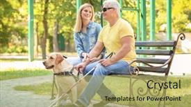  Presentation with guide dog - Cool new theme with young woman and blind man backdrop and a yellow colored foreground