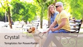  Presentation with dog park - Presentation having young woman and blind man background and a lemonade colored foreground