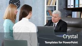  Presentation with talent meeting - Beautiful presentation design featuring young woman and daughter meeting backdrop and a dark gray colored foreground