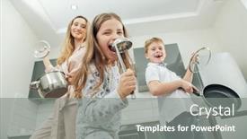 Presentation with young children - Amazing presentation having young-woman-and-her-children backdrop and a gray colored foreground