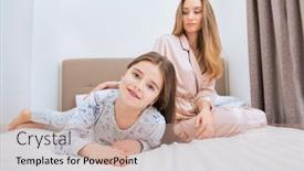  Presentation with daughter - Cool new presentation theme with young-woman-and-her-daughter backdrop and a coral colored foreground