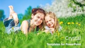  Presentation with yellow green - Slide set featuring young-woman-and-her-daughter background and a shamrock green colored foreground