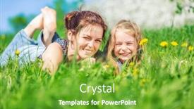  Presentation with yellow green - Amazing slide set having young-woman-and-her-daughter backdrop and a shamrock green colored foreground