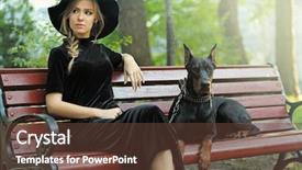  Presentation with guide dog helping blind woman - Presentation theme enhanced with young woman and her dog background and a tawny brown colored foreground