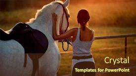  Presentation with horse riding - Colorful slide deck enhanced with young-woman-and-her-horse backdrop and a tawny brown colored foreground