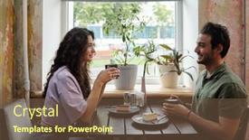  Presentation with coffee - PPT layouts featuring young-woman-and-her-smiling background and a tawny brown colored foreground