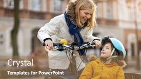  Presentation with bicycle - Audience pleasing slide set consisting of young-woman-and-her-son backdrop and a coral colored foreground