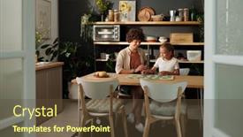  Presentation with board game - Slide set consisting of young-woman-and-her-youthful background and a tawny brown colored foreground