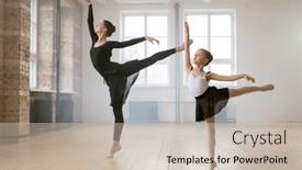  Presentation with ballet - Presentation having young-woman-and-little-girl background and a soft green colored foreground