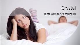  Presentation with young man and a woman - PPT theme featuring young woman and man having background and a light gray colored foreground